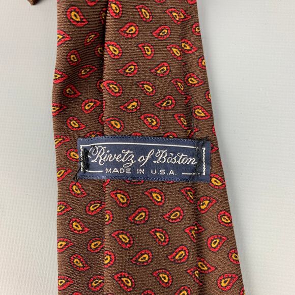 RIVETZ of BOSTON Brown & Red Paisley Tie - Picture 3 of 3
